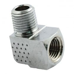 MCS Adapter Oil Line Fitting, 90 Degrees. 1/4" Npt. Chrome