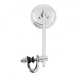 MCS Round Clamp-On Style Steel Mirror, 3" With 6" Stem