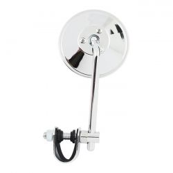 MCS Round Clamp-On Style Steel Mirror, 4" With 5" Stem