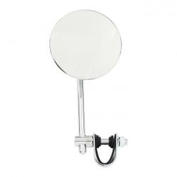 MCS Round Clamp-On Style Steel Mirror, 4" With 5" Stem