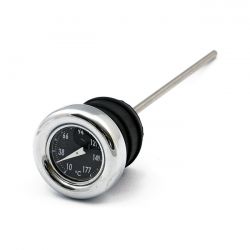MCS Oil Tank Dipstick With Temperature Gauge. Chrome Black Face