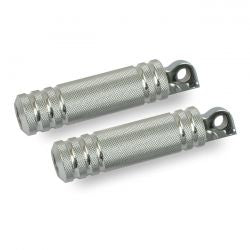 MCS Knurled Aluminum Foot Pegs. Small Diameter. Polished