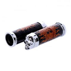 MCS Handlebar Grip Set, Cushion Skull Leather