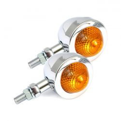 MCS Bullet Turn Signals, Pointed Lens. Chrome