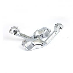 MCS Engine Guard, Angled Foot Peg Mount Kit. Long. Chrome