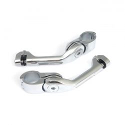 MCS Engine Guard, Angled Foot Peg Mount Kit. Long. Chrome