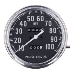 MCS FL Speedometer, Police Face, Black. 2:1 Mph