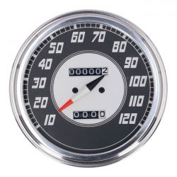 MCS FL Speedometer, 46-47 Face, Silver/Black. 2.24:1 Mph