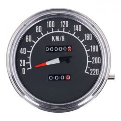 MCS FL Speedometer, 74-84 Face, Black. 2:1 Kmh