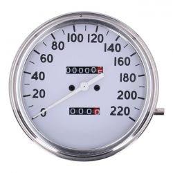 MCS FL Speedometer, 36-40 Face, White. 2:1 Kmh