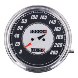 MCS FL Speedometer, 46-47 Face, Silver/Black. 2:1 Kmh