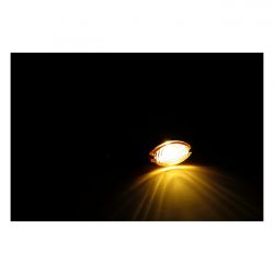 MCS Cateye Mini Turn Signals 40mm Stem, Black With Amber Lens