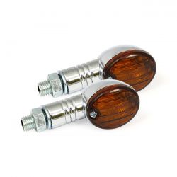 MCS Micro-Flash, Halogen Turn Signal. Chrome. Dark Amber Lens
