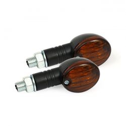 MCS Micro-Flash, Halogen Turn Signal. Black. Dark Amber Lens