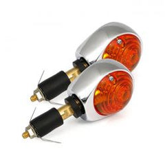 MCS Full Size Bulls-Eye, In-Bar Turn Signals. Chrome. Amber Lens