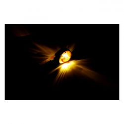 MCS Full Size Bulls-Eye, In-Bar Turn Signals. Chrome. Amber Lens