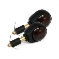MCS Full Size Bulls-Eye, In-Bar Turn Signals. Black. Smoke Lens