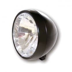 MCS Randall, 6-1/2" H4 Headlamp. Bottom Mount. Satin Black