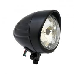 MCS Bullet 4" H4 Headlamp. Ribbed & Visor. Black