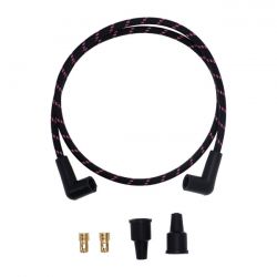 MCS Universal 40" Spark Plug Wire Set. Cotton Cloth Pink/Black