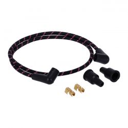 MCS Universal 40" Spark Plug Wire Set. Cotton Cloth Pink/Black