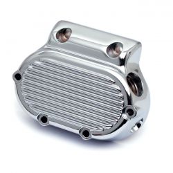 MCS Transmission End Cover Ribbed, Cable Clutch. Chrome