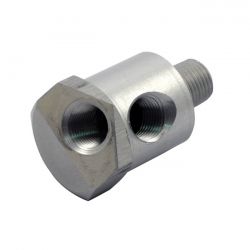 MCS Dual Oil Pressure Gauge Adapter. Clear Aluminum