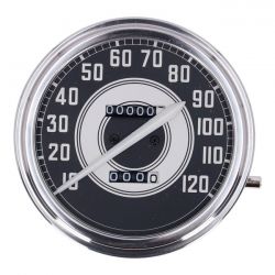 MCS FL Speedometer, 41-45 Face, Silver/Black. 2:1 Mph