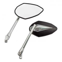 MCS Double Deuce Mirror Set. Black/Chr. Head & Silver Alu Stem