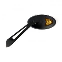 MCS Led Cateye Turn Signal Mirror Set. Black, Amber Front Lens