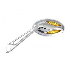 MCS Cateye Led Turn Signal Mirror Set. Chrome