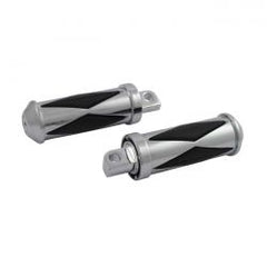 MCS Diamond Footpegs, Large Diameter. Male Mount. Chrome