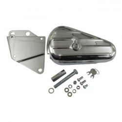 MCS Softail Ribbed Tool Box Kit, Left Side. Chrome