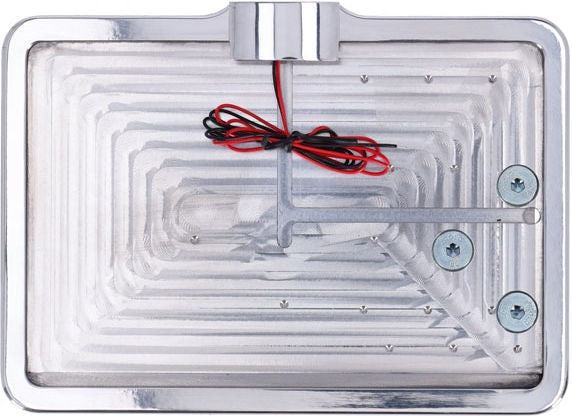 CPV, 'slide-in' license plate bracket. Side mount, polished