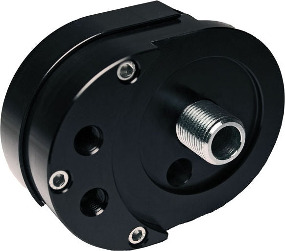 Feuling, offset oil filter adapter. Black