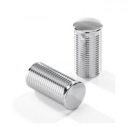 Kustom Tech, FL Handlebar Grip Ends Ribbed Chrome Aluminum