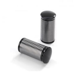 Kustom Tech, FL Handlebar Grip Ends Ribbed Black CC Alu