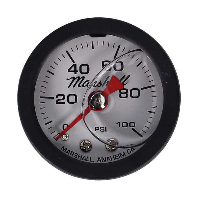 oil pressure gauge, 0-100 PSI. Black housing