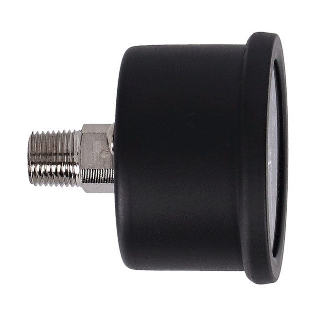 oil pressure gauge, 0-100 PSI. Black housing