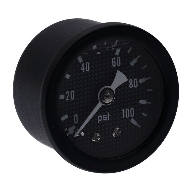 oil pressure gauge, 0-100 PSI. Black housing