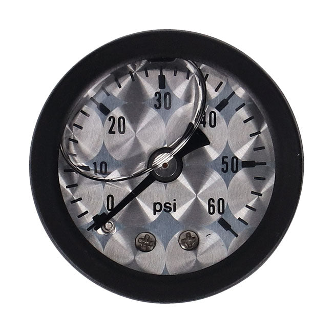 oil pressure gauge, 0-60 PSI. Black housing