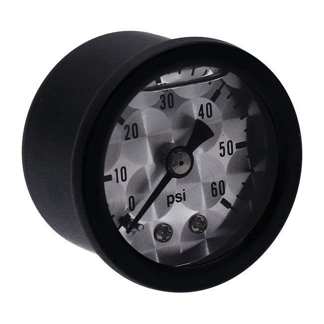 oil pressure gauge, 0-60 PSI. Black housing