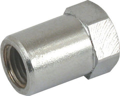 Nut. Left front floorboard mount rod. White plated