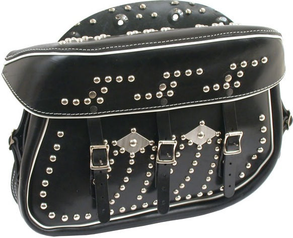 49-up 45" Streamliner leather saddlebag set. Black