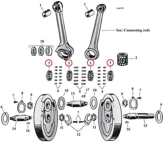 Retainer, connecting rod rollers