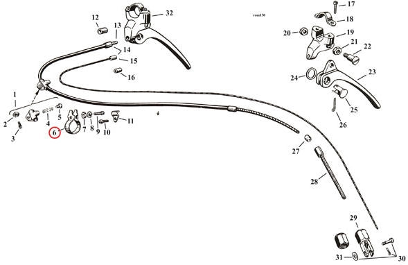 CLIP, HANDLEBAR, BRAKE CABLE, ALL, CHROM