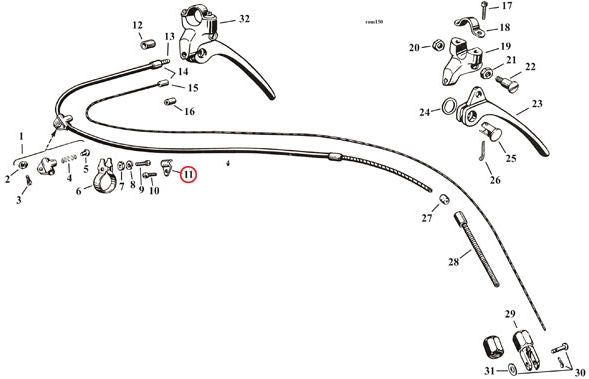 Samwel, lower clamp. Control cable to fork. Black