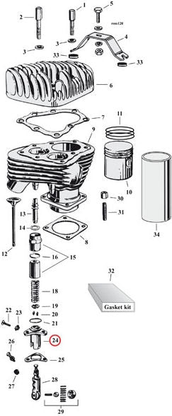 Tappet block set (2), rear. Zinc plated