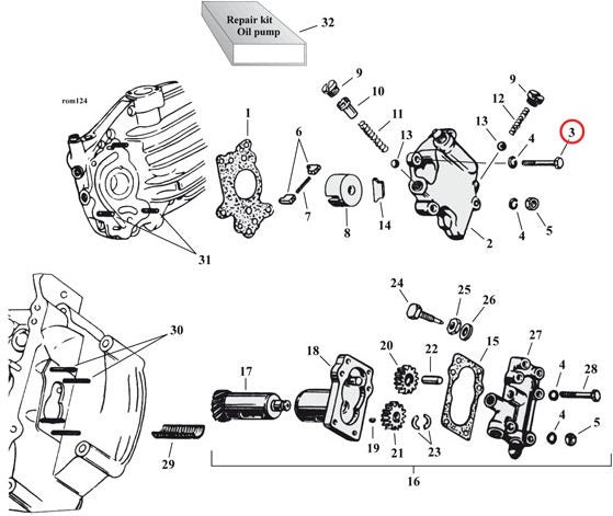 Hex bolt, oil pump