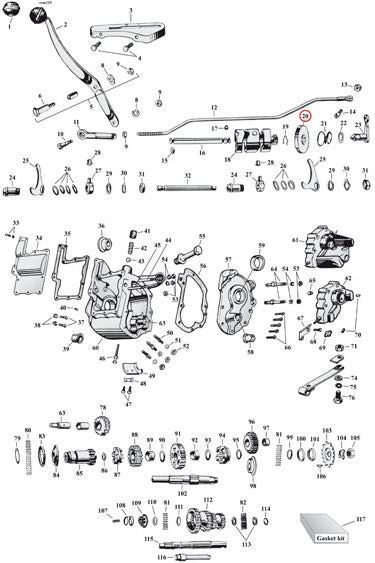 Shifter gear, transmission